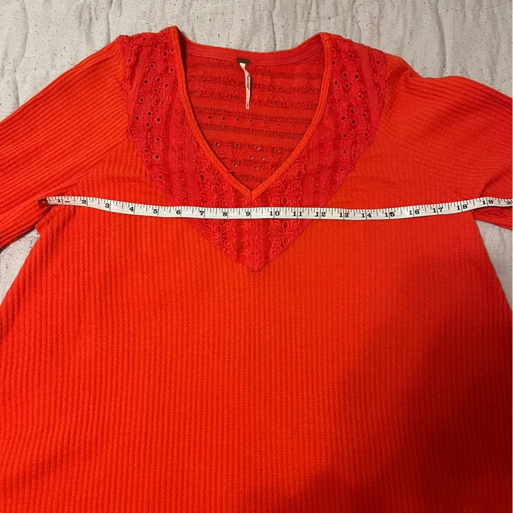 Free People Red Parisian Nights Flowy Long Sleeve Top